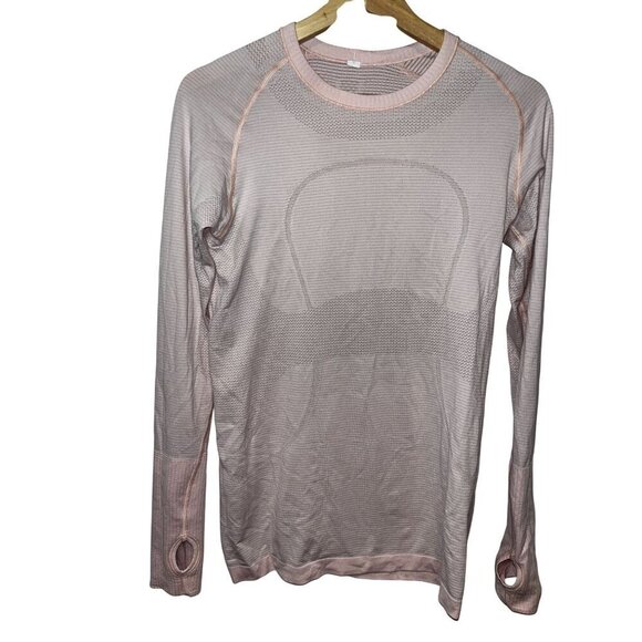 Lululemon Pink Long Sleeve Performance Top With Thumbholes Womens size 6 - Picture 1 of 7